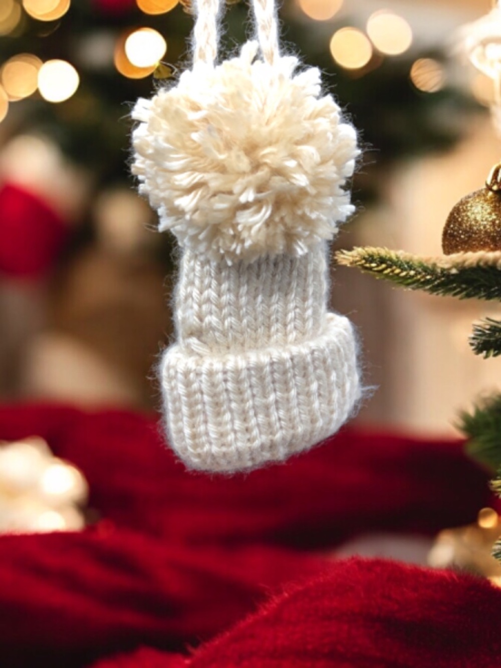 Hand Knit Mini Hat Beanie with Pom-Pom Purse Charm| Tree Ornament | Gift Topper